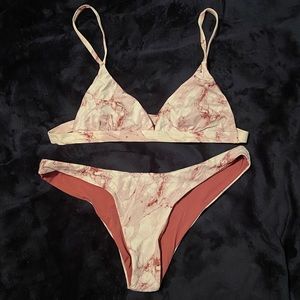 Marbled Pink Two Piece Bikini Set